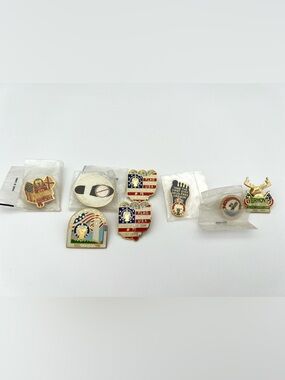 8 Vintage BPOE Elks Lodge Enamel Pin Lot - AL,  NJ, OH, OR, SD, VT